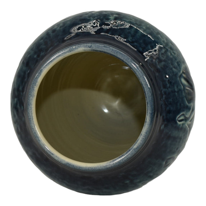 Ephraim Faience 2013 Hand Made Pottery High Glaze Blue Southern Oak Vase G09