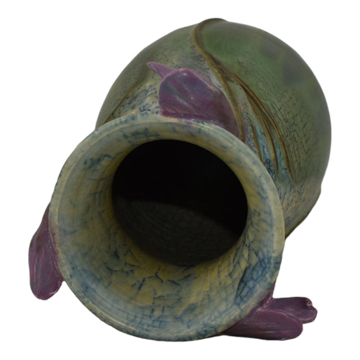 Ephraim Faience 2015 Hand Made Pottery Crocus Blue Green Experimental Vase