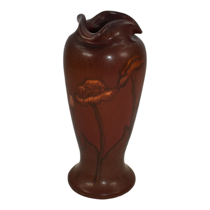 Ephraim Faience 2014 Hand Made Pottery Floral Red Vellum Experimental Vase G10
