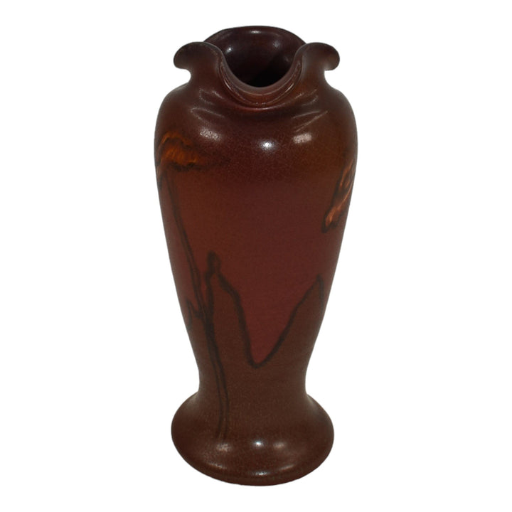 Ephraim Faience 2014 Hand Made Pottery Floral Red Vellum Experimental Vase G10