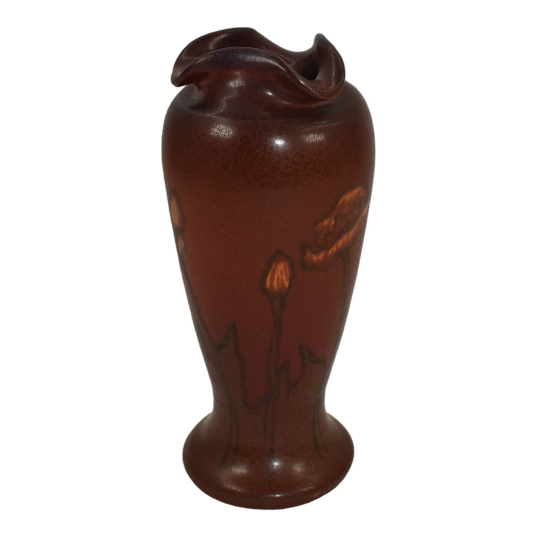 Ephraim Faience 2014 Hand Made Pottery Floral Red Vellum Experimental Vase G10
