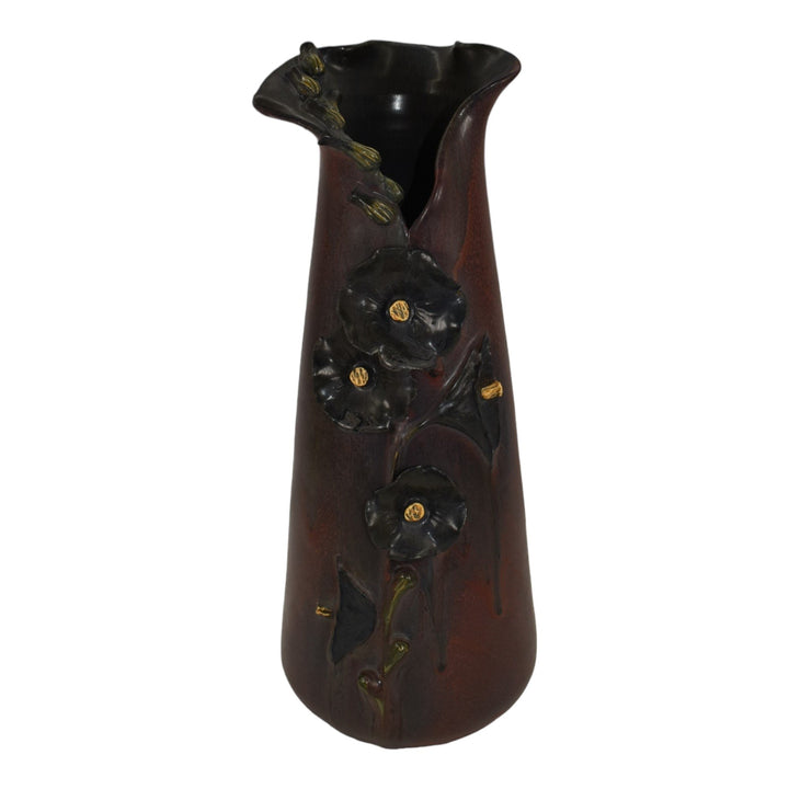 Ephraim Faience Experimental 2014 Hand Made Pottery Hollyhock Ceramic Vase H03 - Just Art Pottery