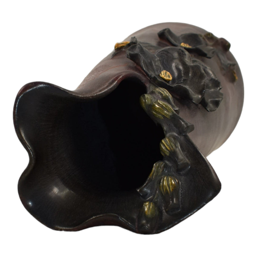 Ephraim Faience Experimental 2014 Hand Made Pottery Hollyhock Ceramic Vase H03 - Just Art Pottery