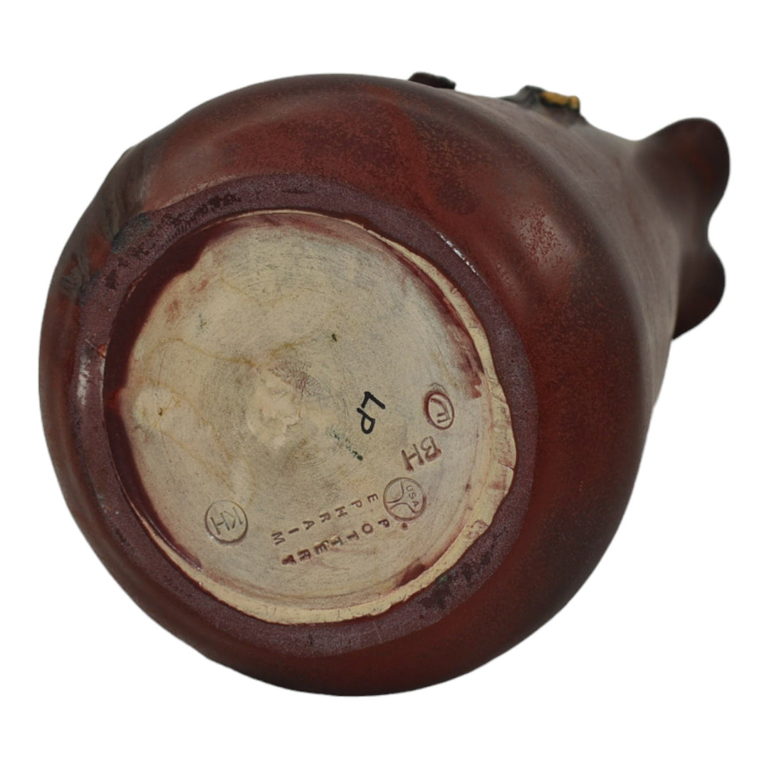 Ephraim Faience Experimental 2014 Hand Made Pottery Hollyhock Ceramic Vase H03 - Just Art Pottery