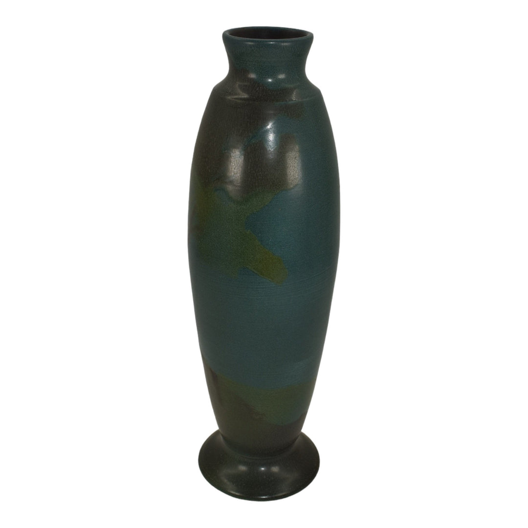 Ephraim Faience 2014 Hand Made Pottery Tall Tree Scenic Blue Experimental Vase - Just Art Pottery