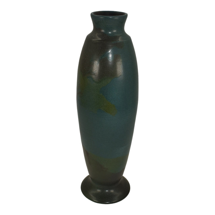Ephraim Faience 2014 Hand Made Pottery Tall Tree Scenic Blue Experimental Vase - Just Art Pottery