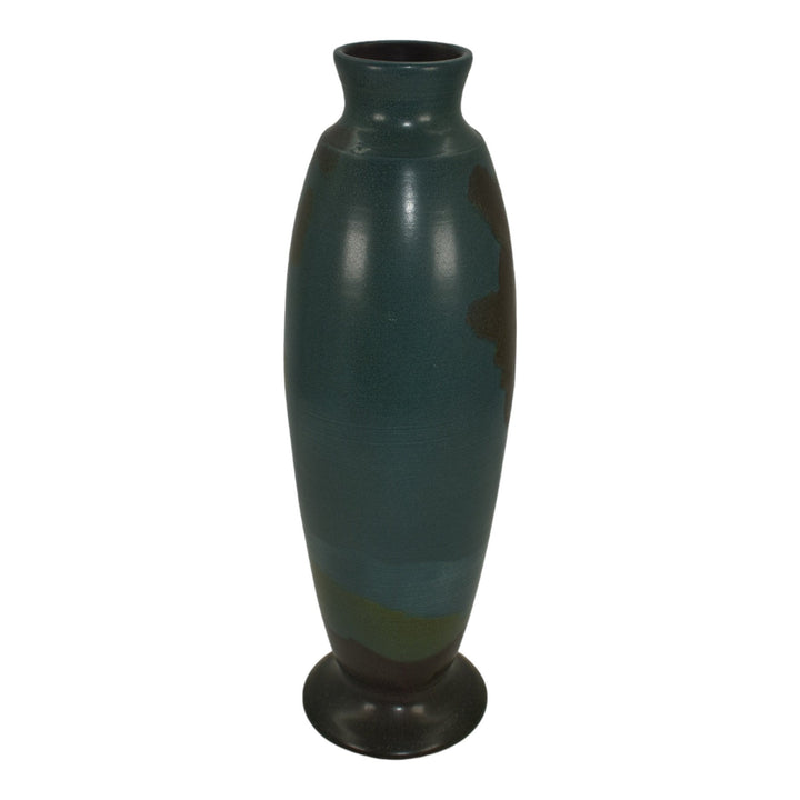 Ephraim Faience 2014 Hand Made Pottery Tall Tree Scenic Blue Experimental Vase - Just Art Pottery