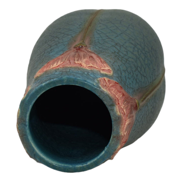 Ephraim Faience 2016 Hand Made Pottery Blue Pacific Poppies Ceramic Bud Vase H18