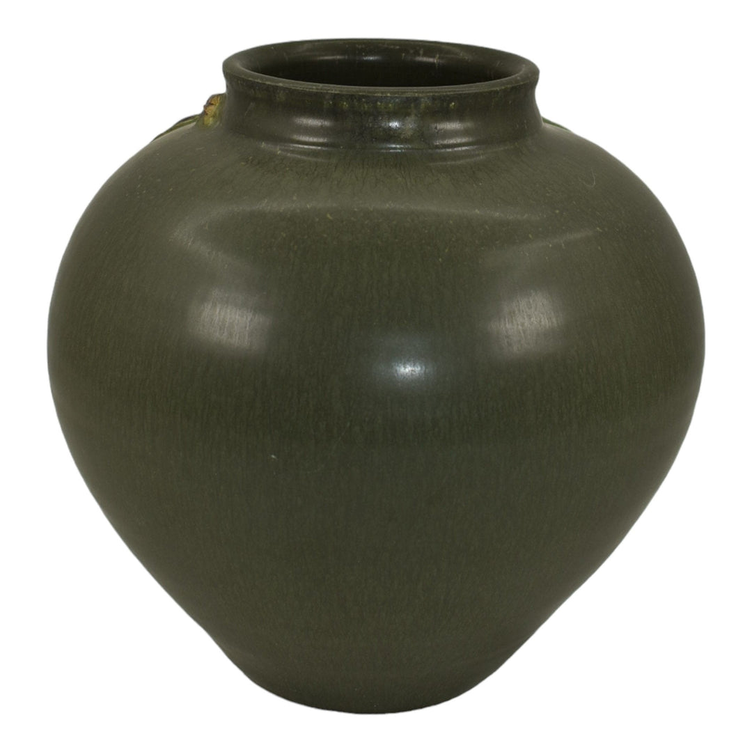 Ephraim Faience 2006 Hand Made Pottery Green Flowering Plum Ceramic Vase 619