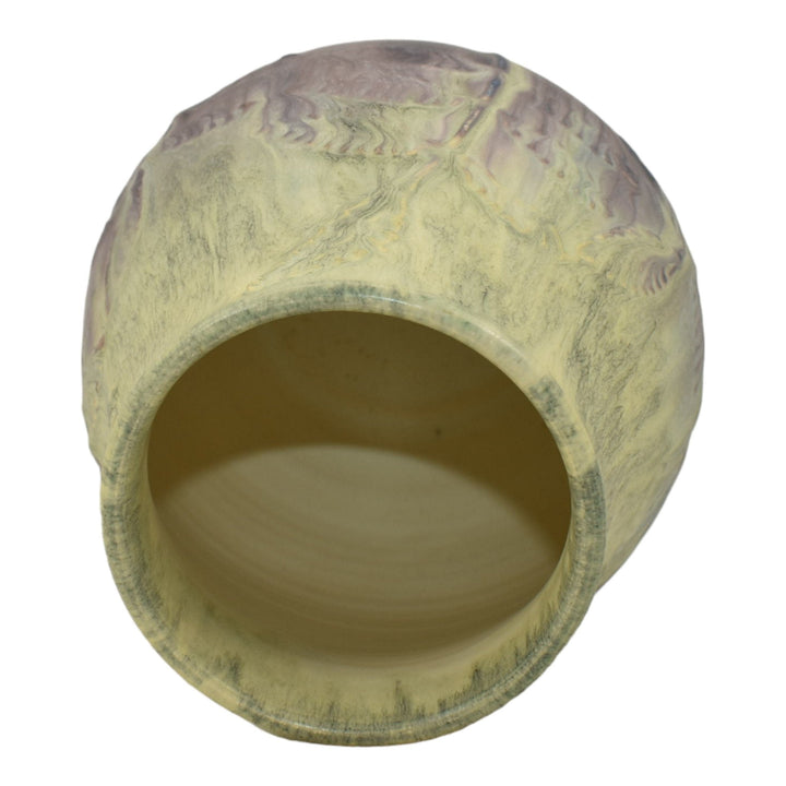 Ephraim Faience 2005 Hand Made Pottery Crystalline Purple Leaves Ceramic Vase
