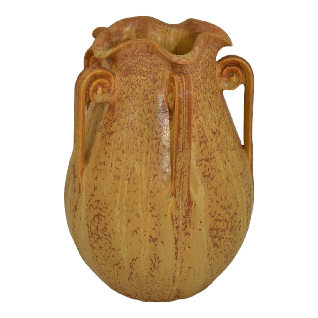 Ephraim Faience 2006 Hand Made Pottery Yellow Star Fern Ceramic Vase 514