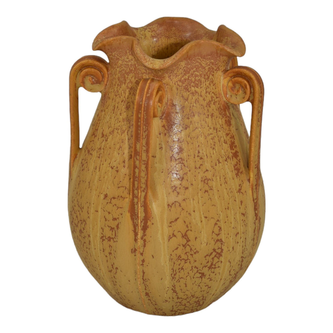 Ephraim Faience 2006 Hand Made Pottery Yellow Star Fern Ceramic Vase 514