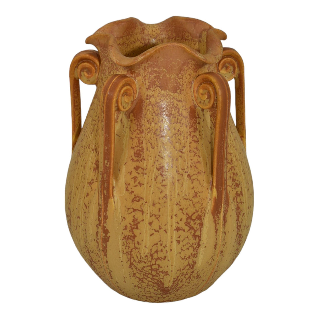 Ephraim Faience 2006 Hand Made Pottery Yellow Star Fern Ceramic Vase 514
