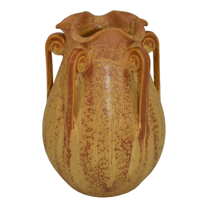 Ephraim Faience 2006 Hand Made Pottery Yellow Star Fern Ceramic Vase 514