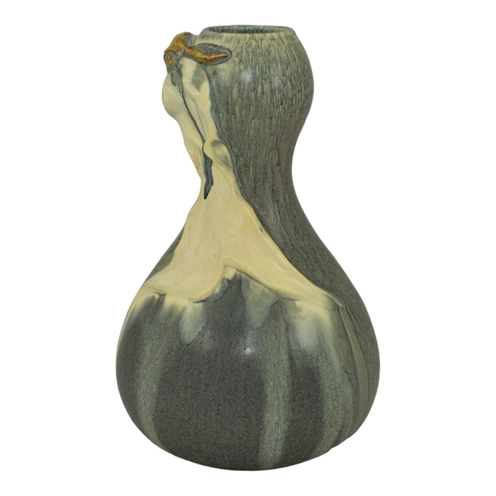 Ephraim Faience 2007 Hand Made Pottery Blue Ghost Orchid Ceramic Vase B16