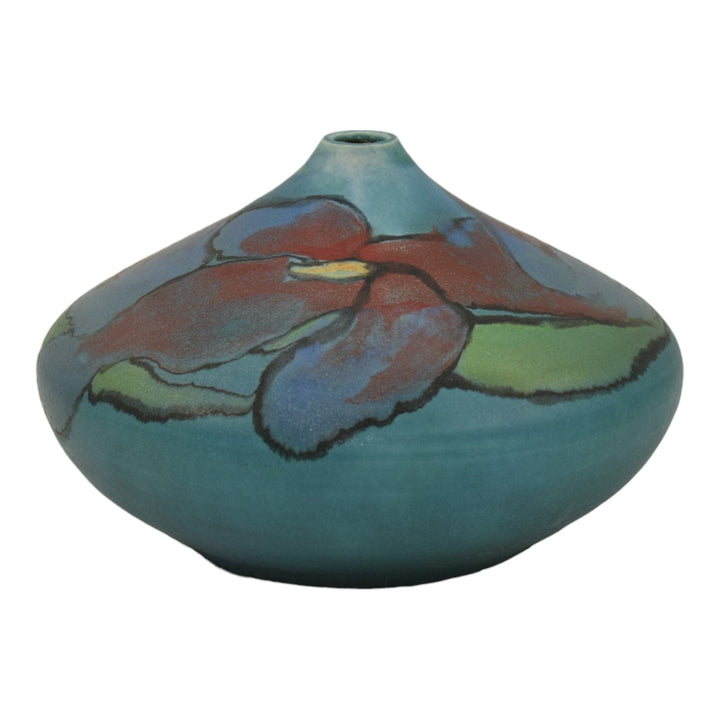 Ephraim Faience 2015 Hand Made Pottery Experimental Blue Vellum Ceramic Vase