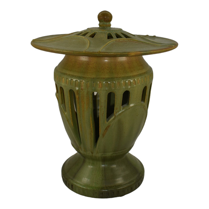 Ephraim Faience 2015 Hand Made Pottery Matte Green Ceramic Journey Lantern H26