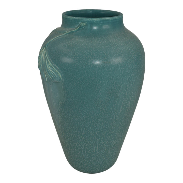 Ephraim Faience 2007 Hand Made Pottery Morris Blue Gingko Ceramic Vase 519