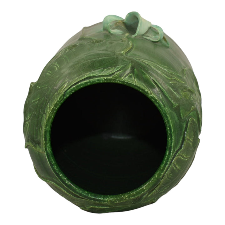 Ephraim Faience 2006 Hand Made Pottery Floral Green Experimental Ceramic Vase