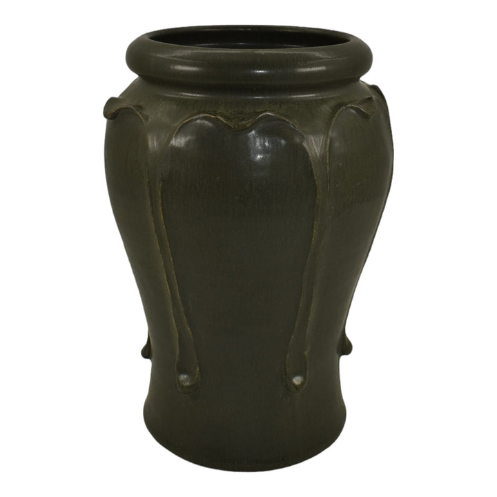 Ephraim Faience 1998 Hand Made Pottery Matte Green Butternut Ceramic Vase 732