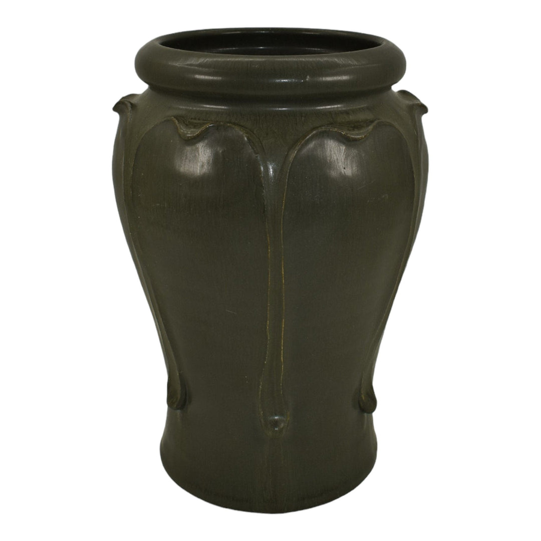 Ephraim Faience 1998 Hand Made Pottery Matte Green Butternut Ceramic Vase 732