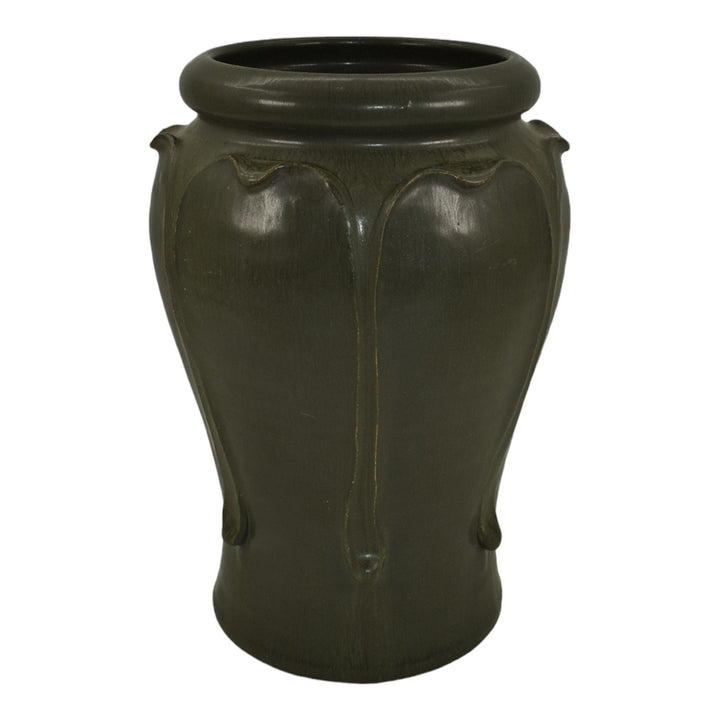 Ephraim Faience 1998 Hand Made Pottery Matte Green Butternut Ceramic Vase 732