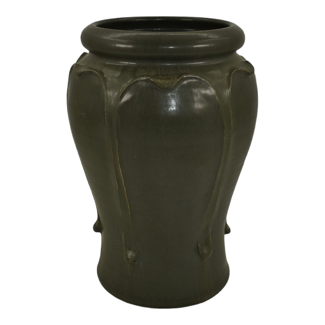 Ephraim Faience 1998 Hand Made Pottery Matte Green Butternut Ceramic Vase 732