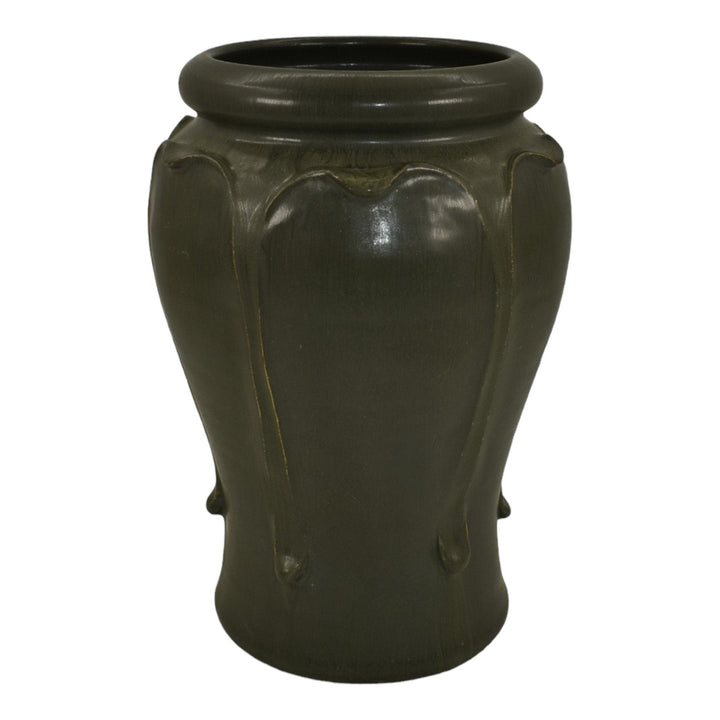 Ephraim Faience 1998 Hand Made Pottery Matte Green Butternut Ceramic Vase 732