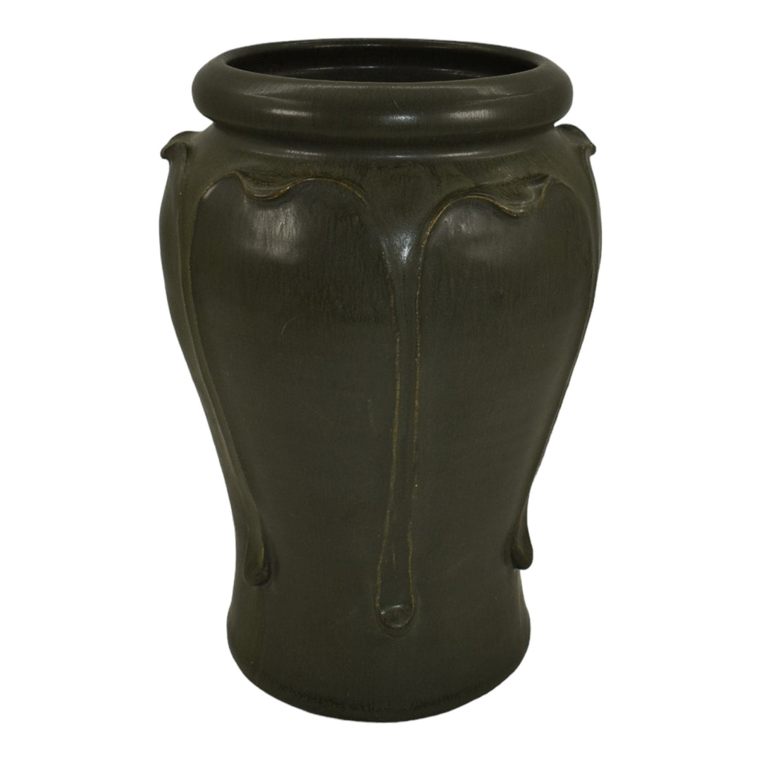 Ephraim Faience 1998 Hand Made Pottery Matte Green Butternut Ceramic Vase 732