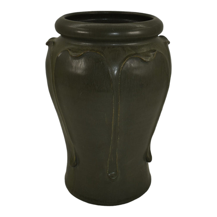 Ephraim Faience 1998 Hand Made Pottery Matte Green Butternut Ceramic Vase 732