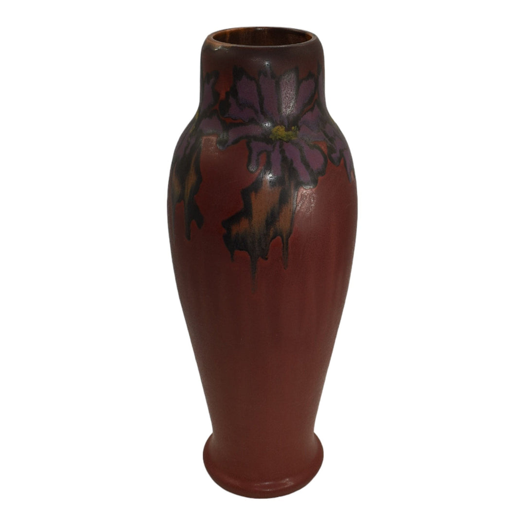 Ephraim Faience Hand Made Pottery Experimental Red Vellum Tall Ceramic Vase