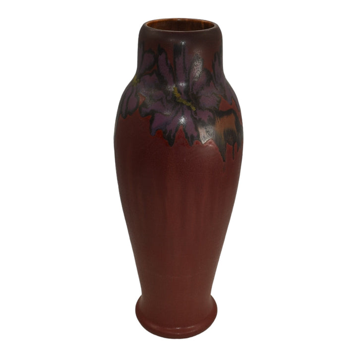 Ephraim Faience Hand Made Pottery Experimental Red Vellum Tall Ceramic Vase