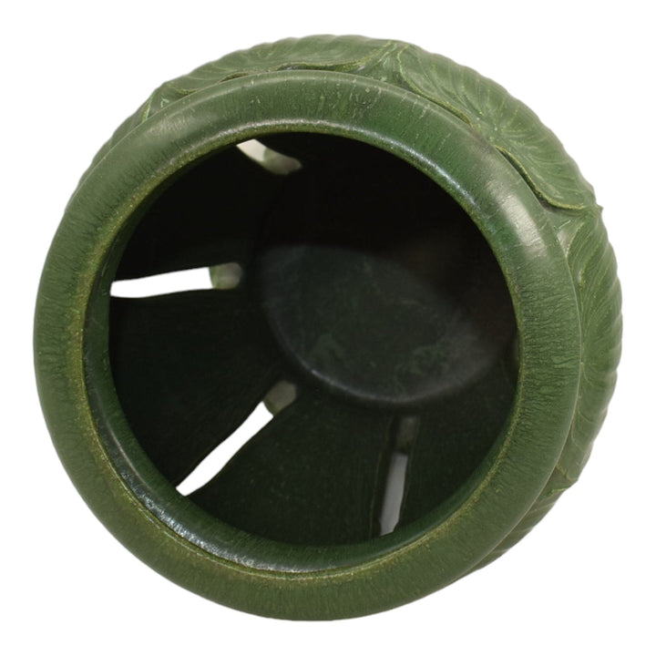Ephraim Faience 2000 Pottery Matte Green Calabash Raindrop Leaf Ceramic Vase 727