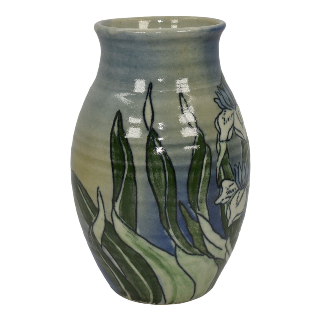 Santa Barbara Ceramic Design 1978 Art Pottery Hand Painted Floral Vase - Just Art Pottery
