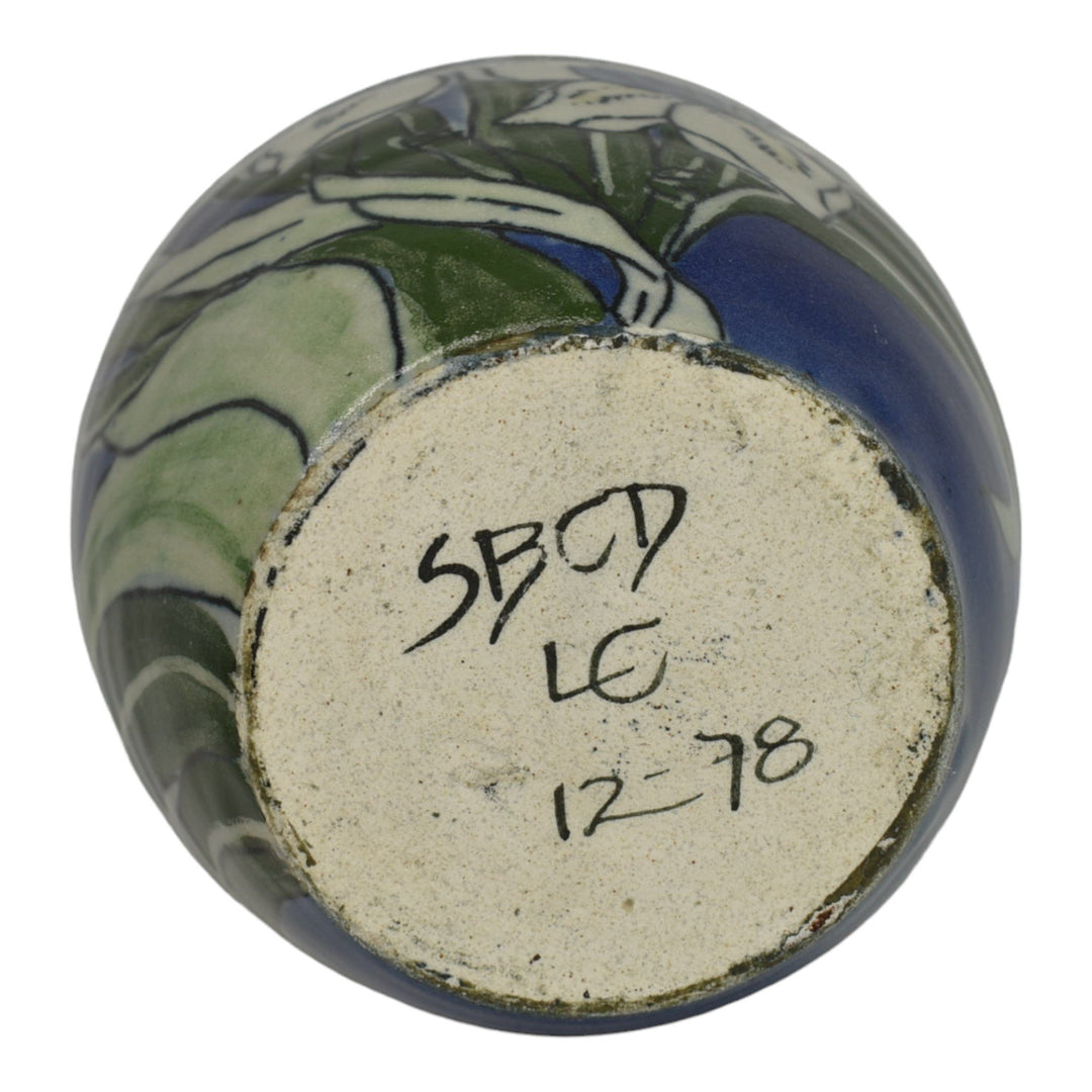 Santa Barbara Ceramic Design 1978 Art Pottery Hand Painted Floral Vase - Just Art Pottery