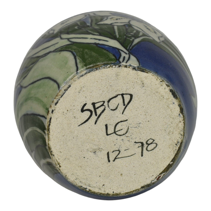 Santa Barbara Ceramic Design 1978 Art Pottery Hand Painted Floral Vase - Just Art Pottery