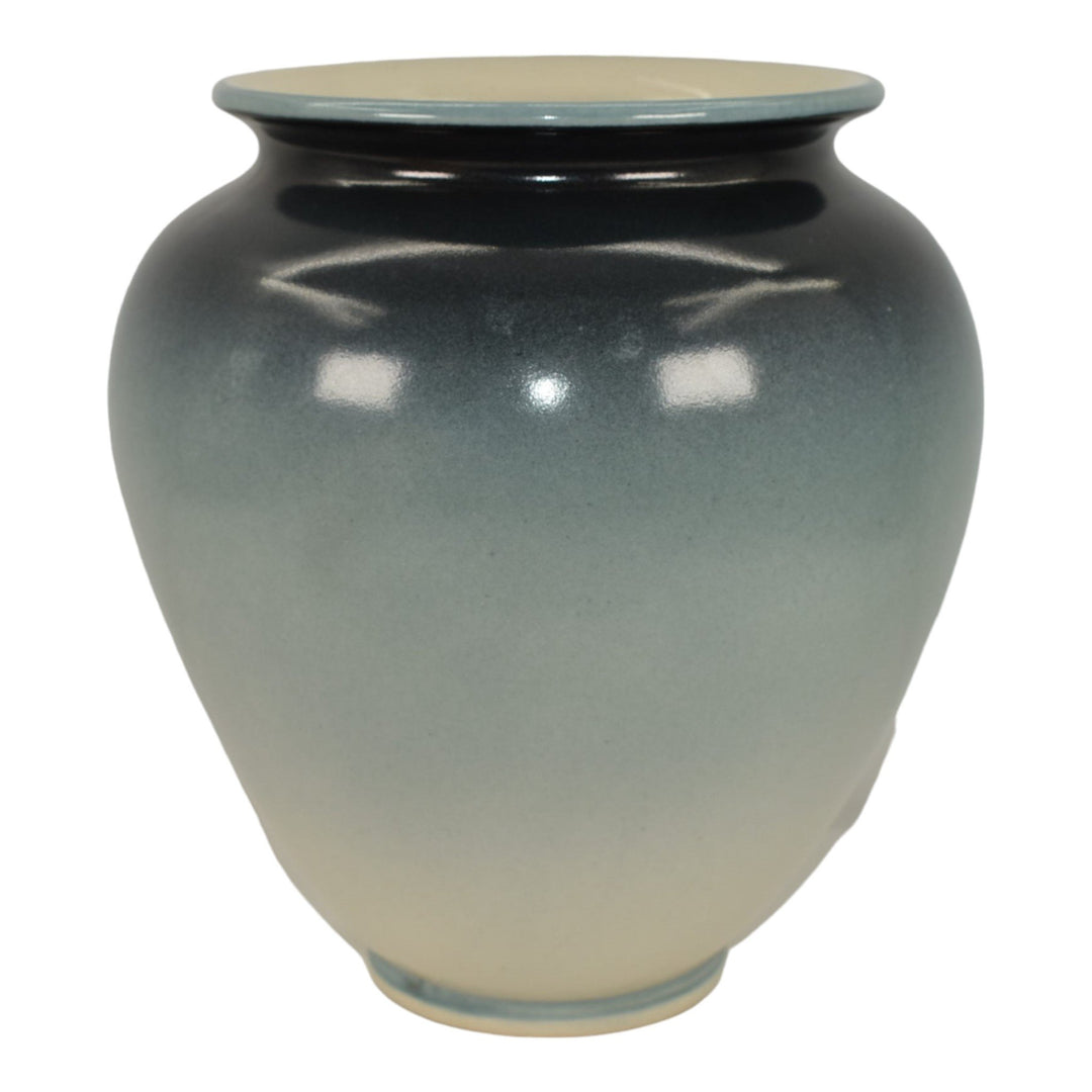 Santa Barbara Ceramic Design 1984 Pottery Hand Painted Floral Blue Vase Ba Han - Just Art Pottery