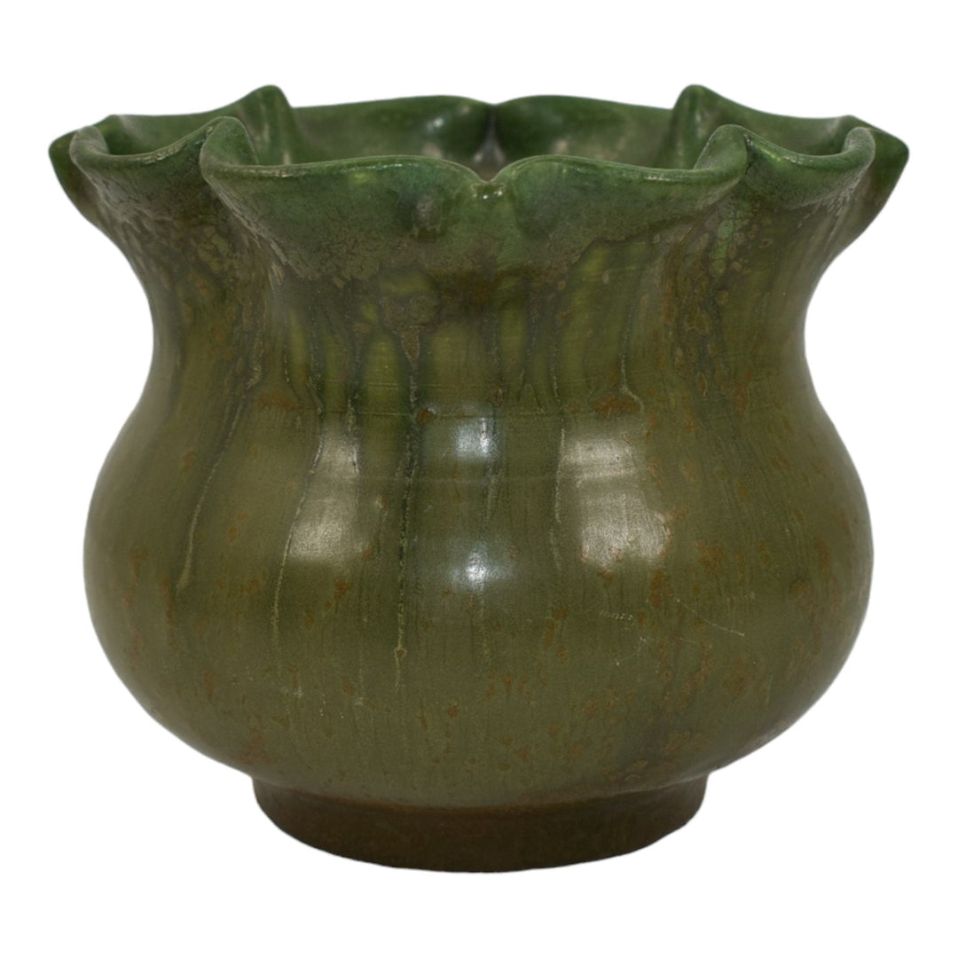 Ephraim Faience 2006 Hand Made Pottery Brindle Evening Primrose Ceramic Vase 626 - Just Art Pottery