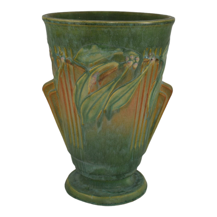 Roseville Laurel Green 1934 Vintage Art Deco Pottery Tall Ceramic Vase 676-10