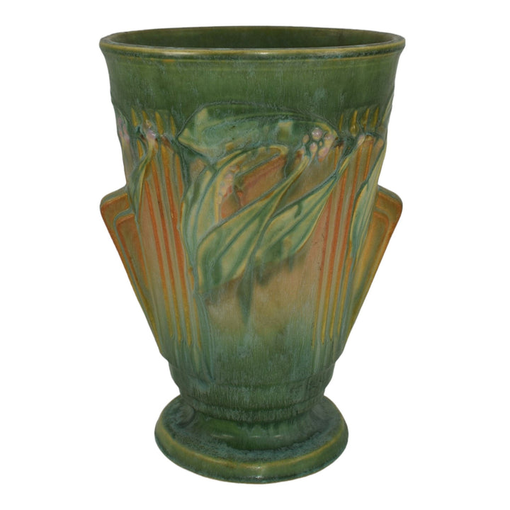 Roseville Laurel Green 1934 Vintage Art Deco Pottery Tall Ceramic Vase 676-10