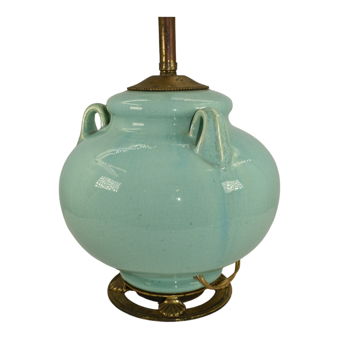 Fulper Arts And Crafts Pottery Crystalline Blue Green Ceramic Factory Lamp