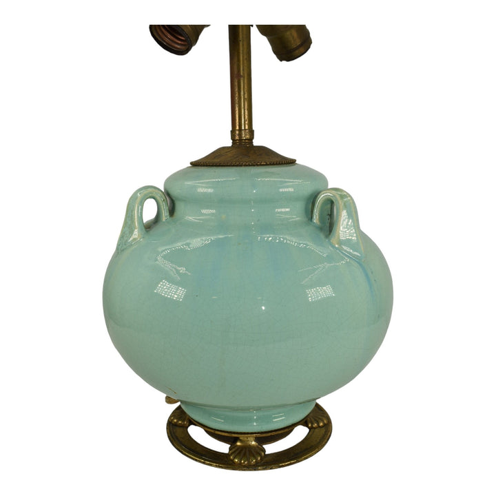 Fulper Arts And Crafts Pottery Crystalline Blue Green Ceramic Factory Lamp