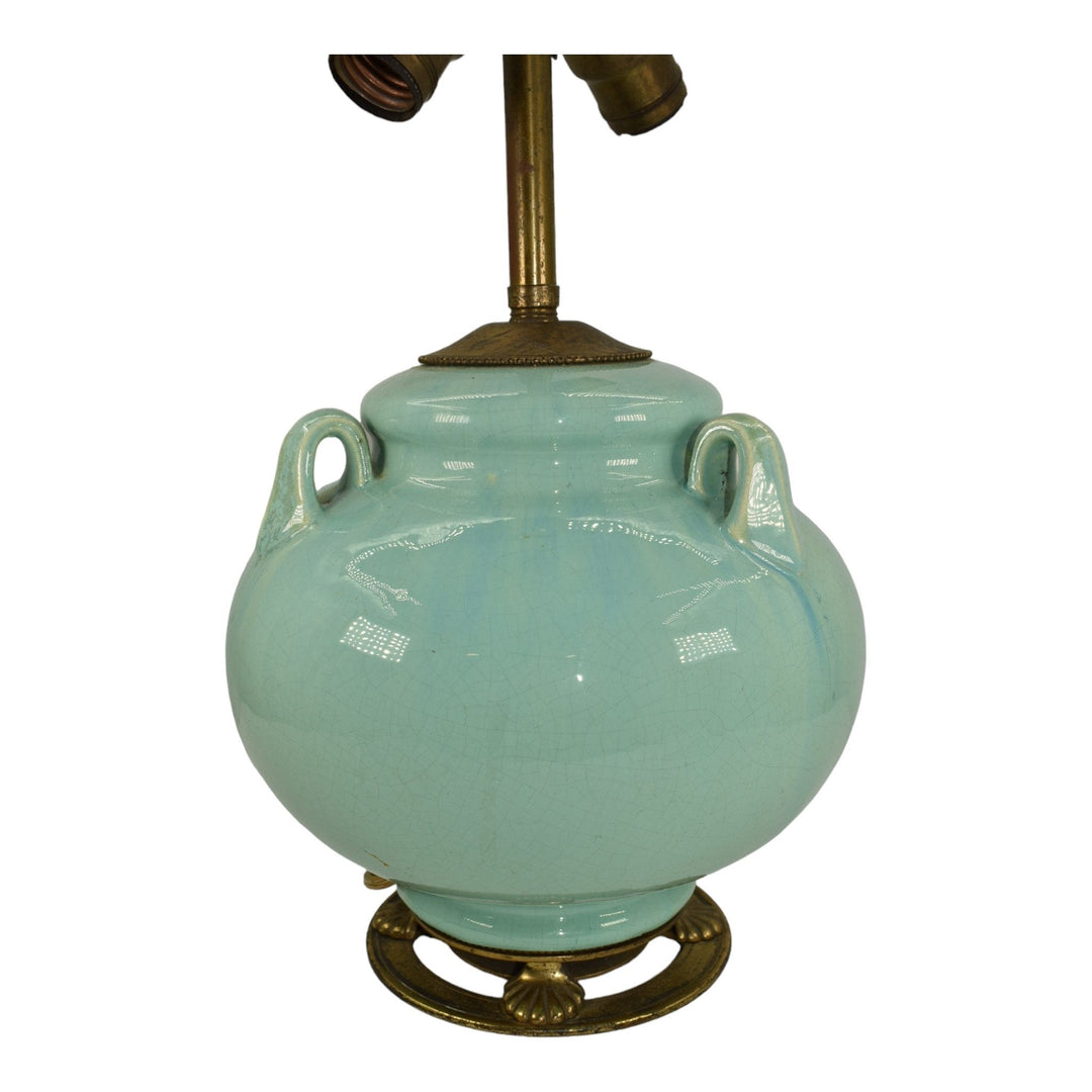 Fulper Arts And Crafts Pottery Crystalline Blue Green Ceramic Factory Lamp