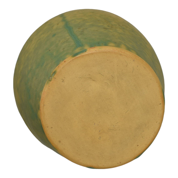 Weller Art Pottery Hand Thrown Green Glaze Variant Twisted Handle Ceramic Vase - Just Art Pottery