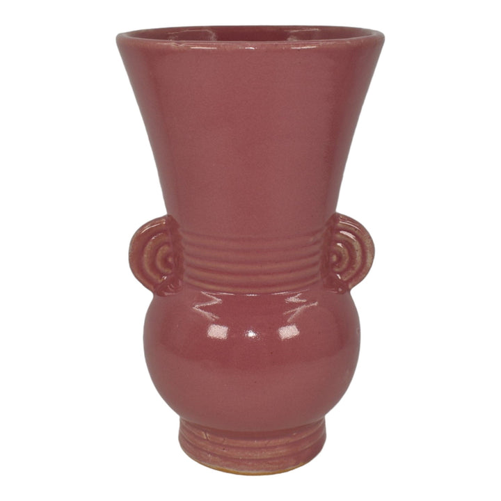 Brush McCoy 1930s Vintage Art Deco Pottery Pink Ceramic Vase 527 - Just Art Pottery