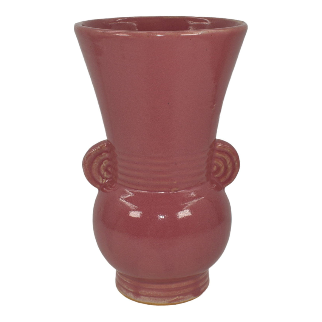Brush McCoy 1930s Vintage Art Deco Pottery Pink Ceramic Vase 527 - Just Art Pottery
