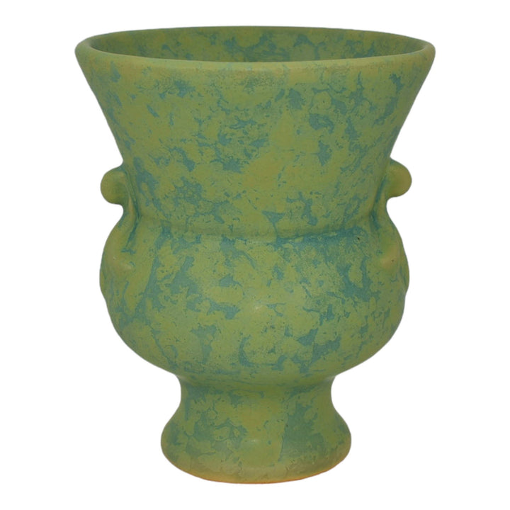 Weller 1930s Vintage Art Deco Pottery Mottled Matte Green Ceramic Vase - Just Art Pottery