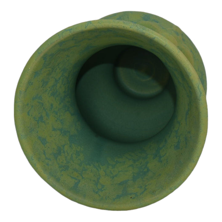 Weller 1930s Vintage Art Deco Pottery Mottled Matte Green Ceramic Vase - Just Art Pottery