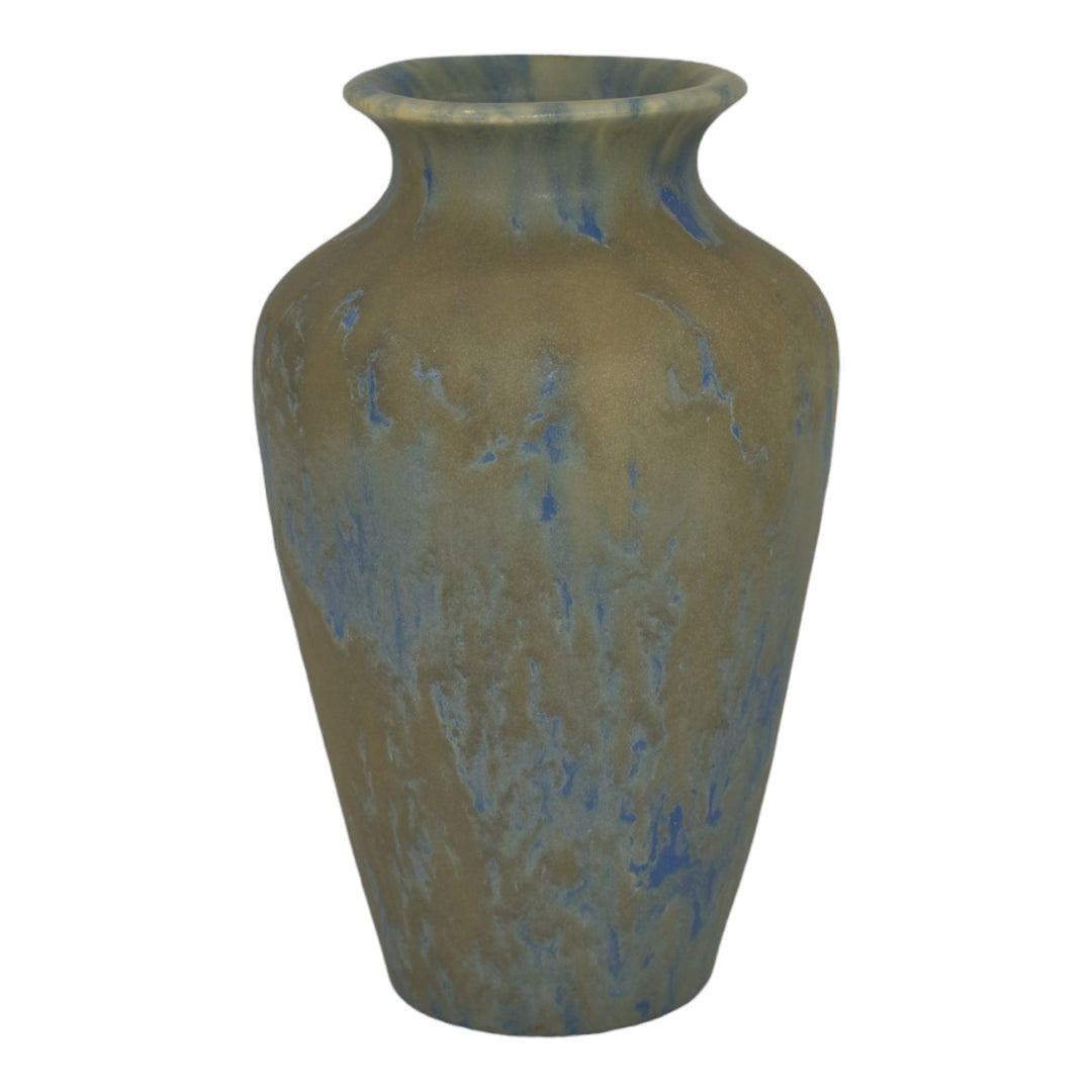 Camark 1930s Vintage Art Deco Pottery Gray And Blue Mottled Ceramic Vase 131 - Just Art Pottery