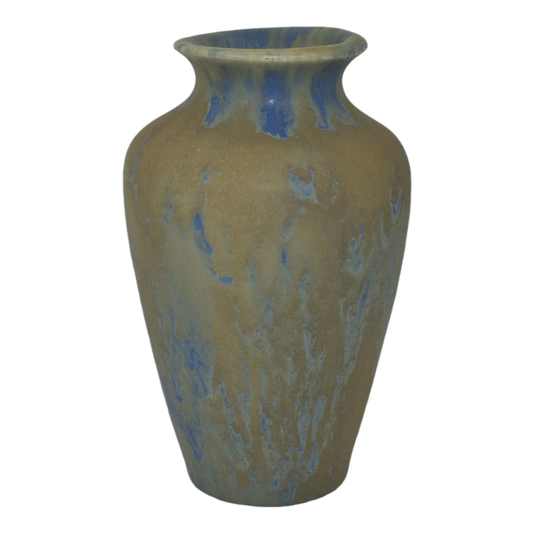 Camark 1930s Vintage Art Deco Pottery Gray And Blue Mottled Ceramic Vase 131 - Just Art Pottery